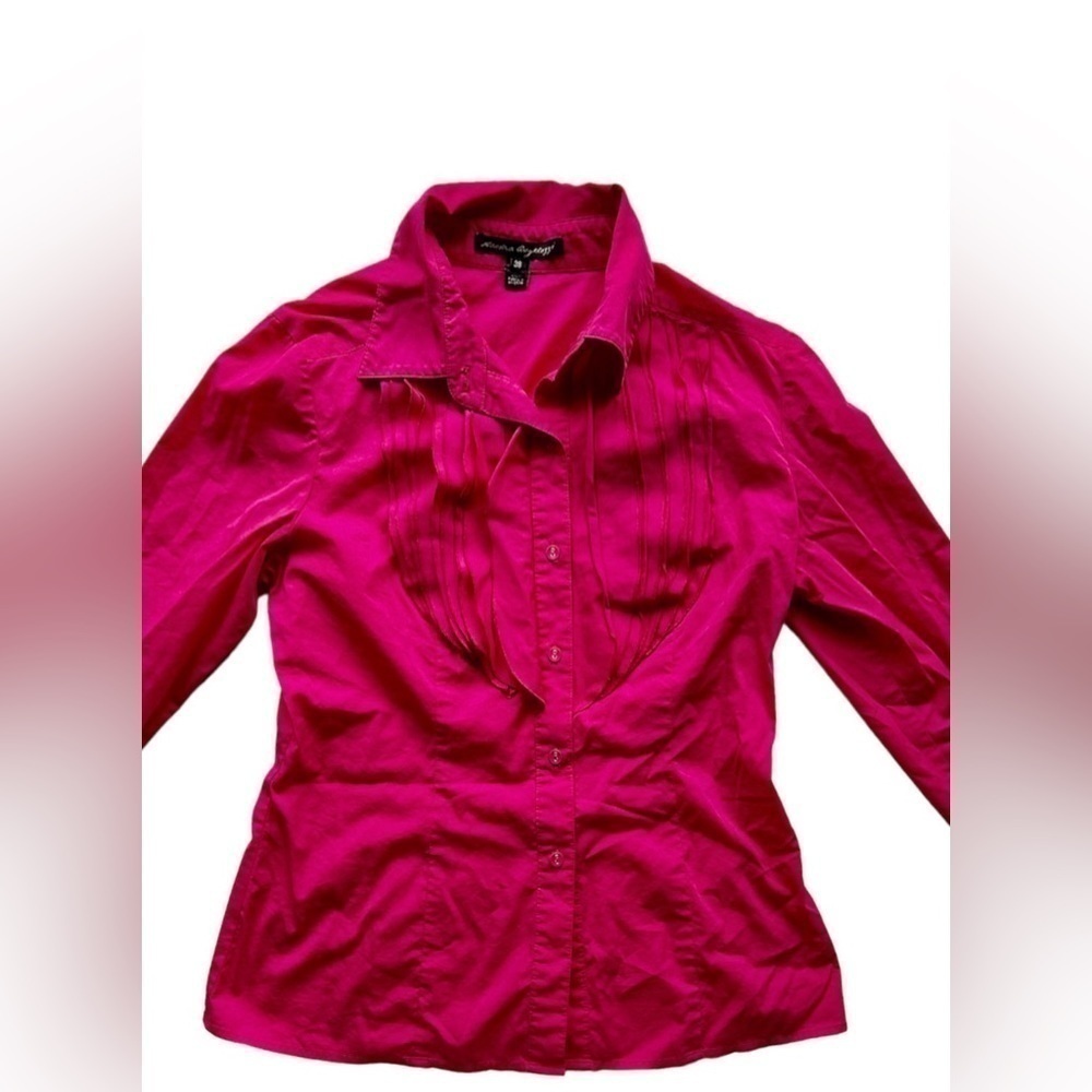 SANDRA Angelozzi fuchsia Barbie pink blouse with ruffles size 38 S